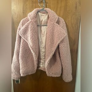Women’s shearling jacket, pink, sized M